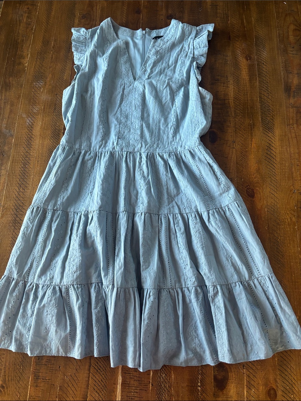 Laundry By Shelli Segal Light Blue Cotton Eyelet Tiered Dress in Womens Size 12